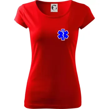 Dámské tričko Rescue - Hvězda na prsu + nápis na zádech - Dámské triko Pure - XS ( Červená )