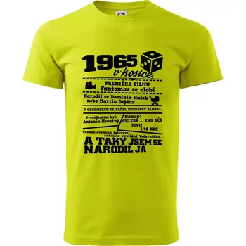1965 v kostce - Klasické pánské triko vyšší gramáže - 2XL ( Limetková )