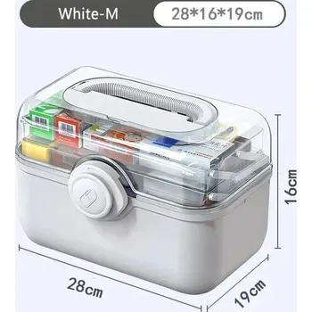 Lékárnička Velká domácí lékárnička s úložným boxem | přenosná lékárnička, první pomoc - bílá M