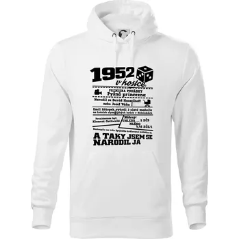 Pánská mikina 1952 v kostce - Mikina pánská Cape s kapucí - XL ( Bílá )