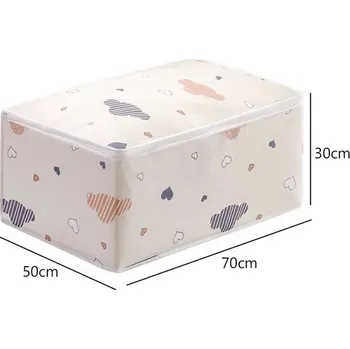 Úložný box Velká skládací úložná taška s víkem na oblečení a peřiny | Úložné vaky na peřiny - 70x50x30cm-496