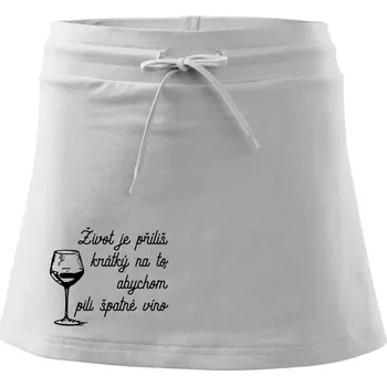 Dámská sukně Život je příliš krátký - sklenička - Sportovní sukně - two in one - XS ( Bílá )