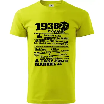 Pánské tričko 1938 v kostce - Klasické pánské triko vyšší gramáže - L ( Limetková )