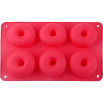 Forma na pečení Silikonová forma na donuty | forma na koblihy, šestimístná - červená