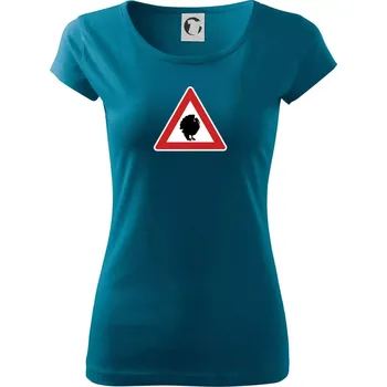 Dámské tričko Dopravní značka - krocan - Dámské triko Pure - L ( Petrolejová )