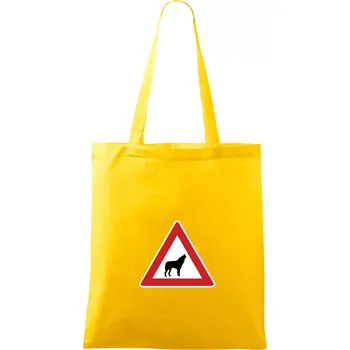 Dopravní značka - Pozor vlk - Taška bavlněná - 42 x 38 cm ( Žlutá )