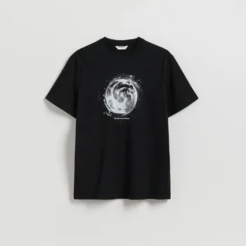 Pánské tričko Reserved - Tričko regular s potiskem - černý - 398EX-99X - 398EX-99X-S