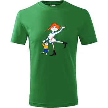 Chlapecké tričko Zelené dětské tričko Pipi Dlouhá Punčocha - dárek pro holčičku - dárek pro dívku - barva zelená - velikost 10let