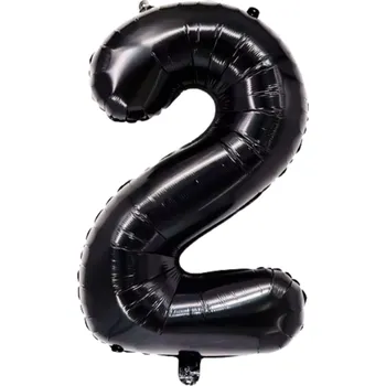 Balónek Fóliový balónek ČÍSLICE 2 ČERNÝ - Velká černá číslice k narozeninám, plnitelný heliem, 81 cm