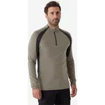 SOLOGNAC Pánské lovecké tričko z vlny merino s dlouhým rukávem a zipem 900 světle zelené S ZELENÁ|ŠEDÁ
