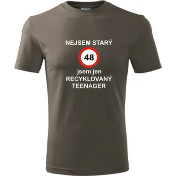 Army tričko jsem recyklovaný teenager 48 - dárek pro muže k 48 narozeninám - barva hnědá - velikost XL