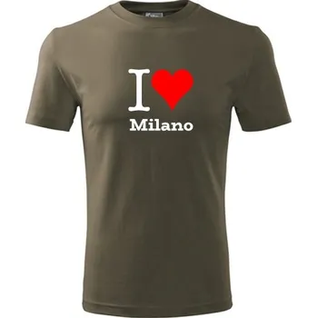 Army tričko I love Milano - suvenýry - upomínkové předměty - barva hnědá - velikost XXXL