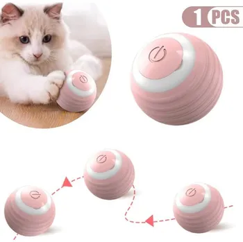 Hračka pro kočku Interaktivní míček pro kočky | Chytrá hračka pro kočky 1+1 ks - růžový