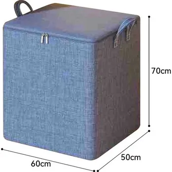 Úložný box Velká skládací úložná taška s víkem na oblečení a peřiny | Úložné vaky na peřiny - Modrá-60x50x70cm