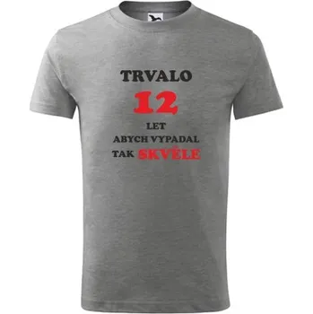 Chlapecké tričko Šedé dětské tričko trvalo 12 let - jaký dárek k 12 narozeninám - barva šedá - velikost 4roky