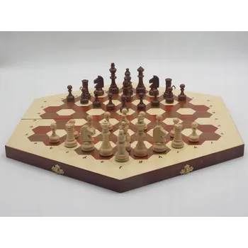 Šachy Hexagonální šachy Gliński malé šachy POLSKÉ intarzie tisk