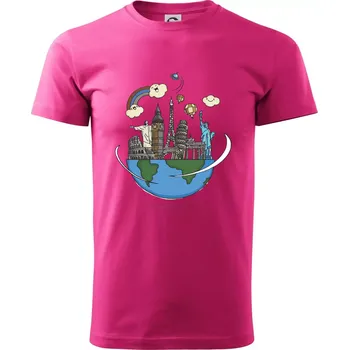 Pánská móda Cesta kolem světa - Klasické pánské triko vyšší gramáže - M ( Purpurová )