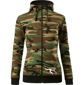 Dámská mikina Capoeira velký - Dámská mikina trendy zipper s kapucí - 2XL ( Hnědý maskáč )