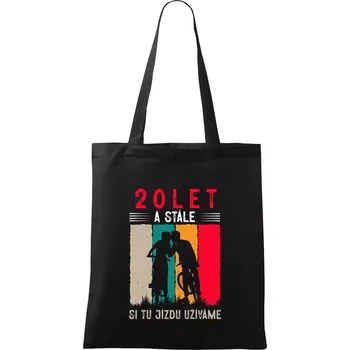 Nákupní taška Výročí cyklista 20 - Taška bavlněná - 42 x 38 cm ( Černá )