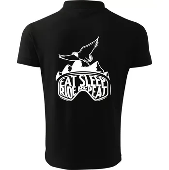 Pánská košile Eat sleep ride repeat - hory - Polokošile pánská Pique Polo 203 - 4XL ( Černá )