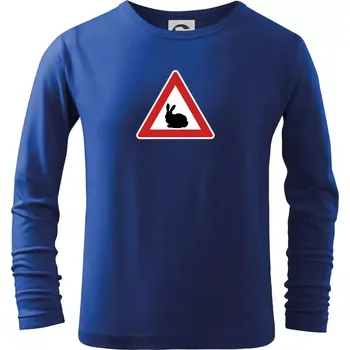 Chlapecké tričko Dopravní značka - Králík - Triko dětské Long Sleeve - 122 cm/6 let ( Královská modrá )