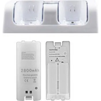 Herní konzole Nabíjecí stanice pro 2 Wii ovladače + 2x náhradní baterie