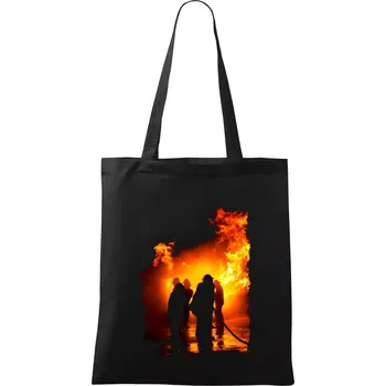 Nákupní taška Hasiči při zásahu - Taška bavlněná - 42 x 38 cm ( Černá )