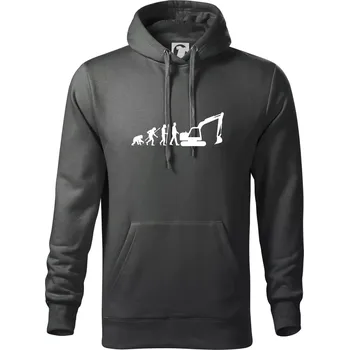 Pánská mikina Evoluce bagr velký - Mikina pánská Cape s kapucí - 5XL ( Tmavá břidlice (šedá se zeleným nádechem) )