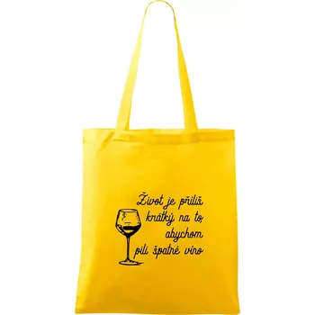 Život je příliš krátký - sklenička - Taška bavlněná - 42 x 38 cm ( Žlutá )
