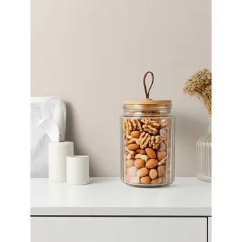 Dóza na potraviny Sinsay - Skleněná dóza na potraviny s bambusovým víkem - clear - 745GM-CLR - 745GM-CLR-ONE