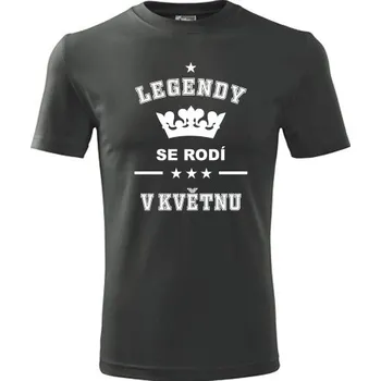 Pánská móda Grafitové tričko Legendy se rodí v květnu - dárek k 50 narozeninám pro muže - barva antracit - velikost M