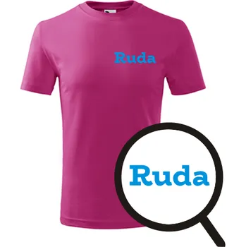 Chlapecké tričko Purpurové dětské tričko Ruda - dětské tričko se jménem - barva purpurová - velikost 8let
