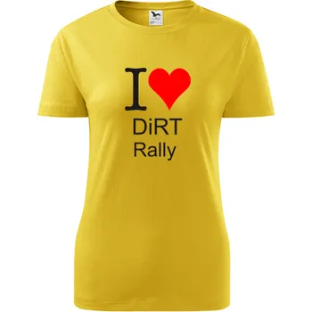 Žluté dámské tričko I love DiRT Rally - barva žlutá - velikost L