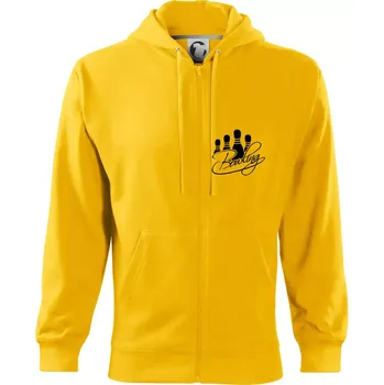 Pánská mikina Bowling kuželky - Mikina s kapucí na zip trendy zipper - 2XL ( Žlutá )