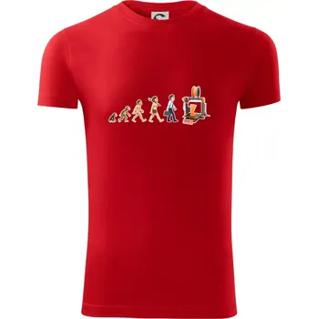 Pánské tričko Evoluce 3D tisk - Viper FIT - Pánské zůžené tričko - S ( Červená )