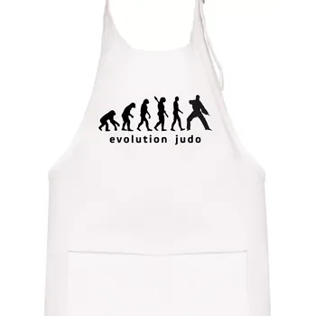 Kuchyňská zástěra Judo evoluce - úder - Dětská zástěra na vaření - Univerzální velikost ( Bílá )