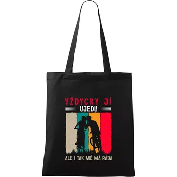 Nákupní taška Vždycky ji ujedu, ale i tak mě má ráda - Taška bavlněná - 42 x 38 cm ( Černá )