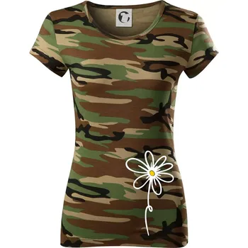 Dámské tričko Kopretina - dole na výšku - Dámské maskáčové triko - XS ( Hnědý maskáč )