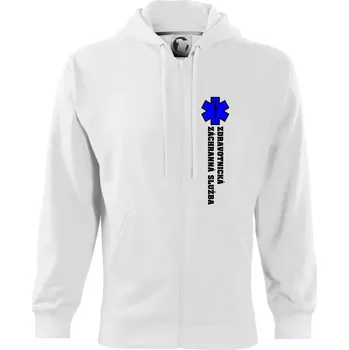Pánská mikina Hvězda života - zdravotnická záchranná služba - Mikina s kapucí na zip trendy zipper - M ( Bílá )