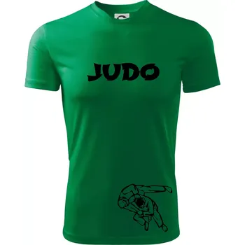 Pánské tričko Judo nápis + postavy - Pánské triko Fantasy sportovní (dresovina) - L ( Středně zelená )