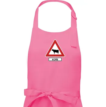 Kuchyňská zástěra Dopravní značka - Pozor koně / kráva - Dámská zástěra na vaření - Univerzální velikost ( Růžová )