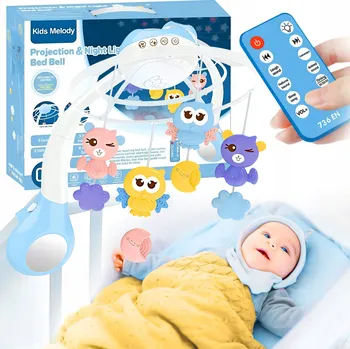 Kolotoč nad postýlku Kolotoč s projektorem 3v1 na postýlku, hudba, světlo, dálkové ovládání, Hračka na rám