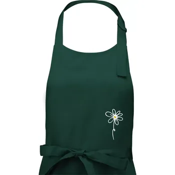 Kuchyňská zástěra Kopretina - dole na výšku - Dámská zástěra na vaření - Univerzální velikost ( Lahvově zelená )