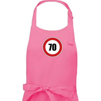 Kuchyňská zástěra Dopravní značka - omezení rychlosti 70 - Dámská zástěra na vaření - Univerzální velikost ( Růžová )