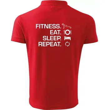 Pánská košile Fitness Eat Sleep Repeat - Polokošile pánská Pique Polo 203 - S ( Červená )