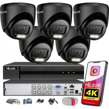 Bezpečnostní kamera Venkovní monitorovací systém s 5 kamerami AHD TVI CVI 8MPx 4K HiLook od Hikvision s aplikací