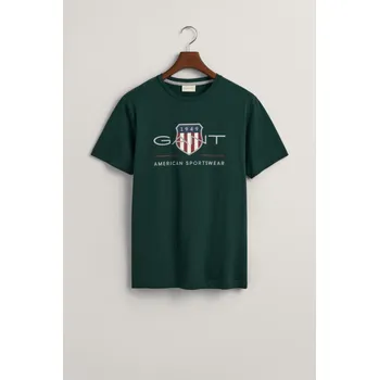 Pánské oblečení TRIČKO GANT REG ARCHIVE SHIELD SS T-SHIRT TARTAN GREEN