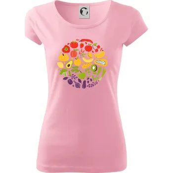 Dámské tričko Zelenina v kruhu - Dámské triko Pure - XS ( Růžová )