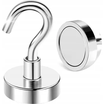 Věšák Magnet HÁK E16 Háček Držák Úchyt s hákem Silný Stříbrný