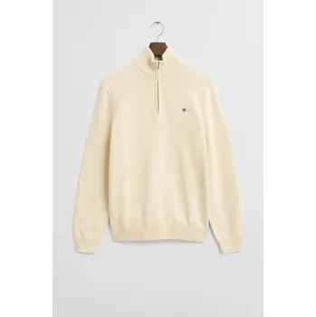 Pánský svetr SVETR GANT CASUAL COTTON HALF ZIP CREAM